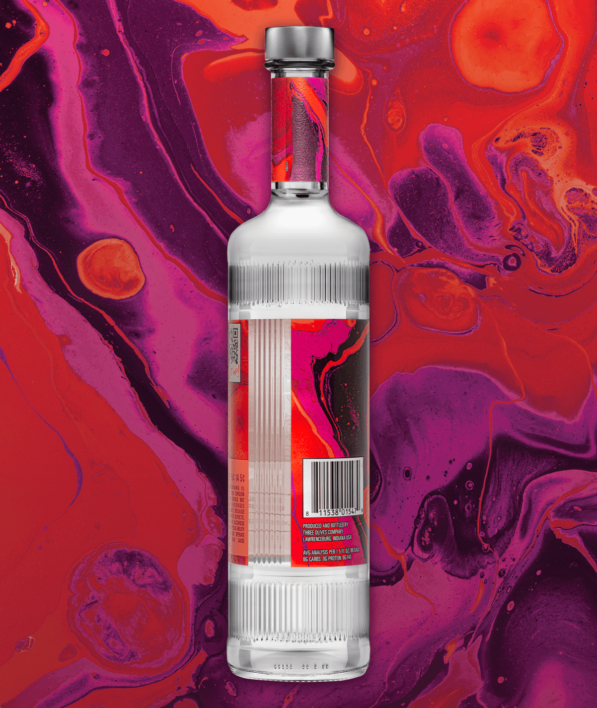 Three olives cherry bottle side view