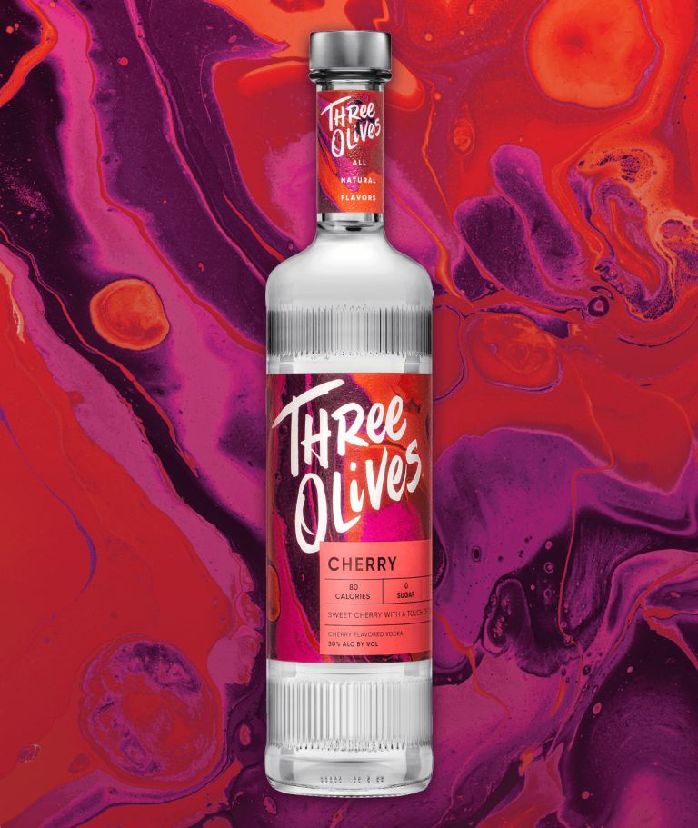 Three olives cherry bottle front view