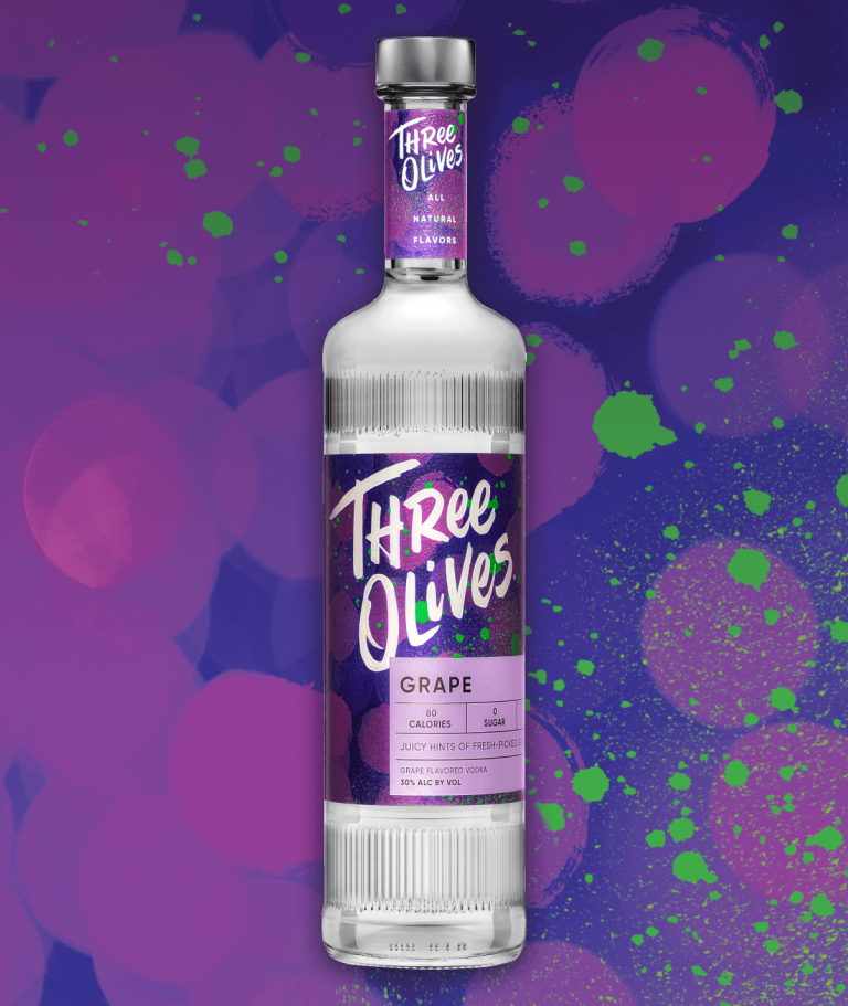 Three olives grape bottle front view
