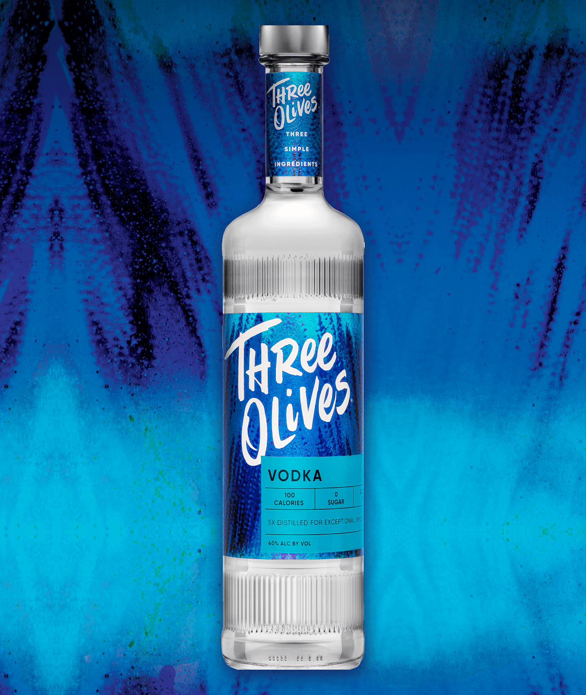 Three olives original bottle front view