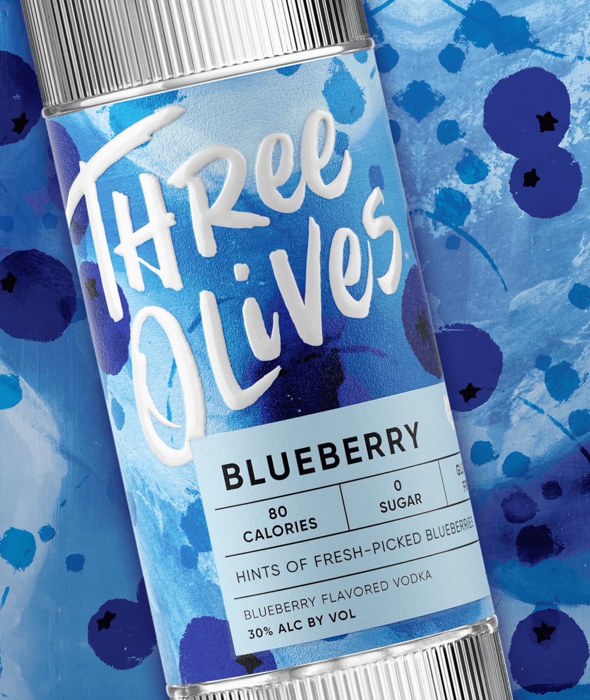 Three olives raspberry bottle front view